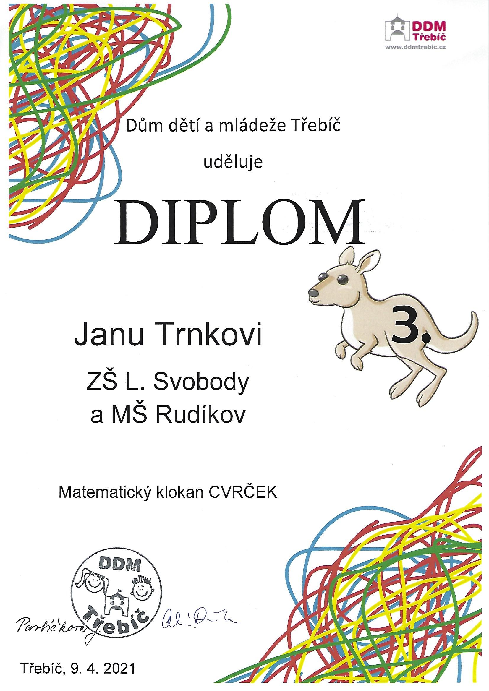 Diplom pro Jana Trnku