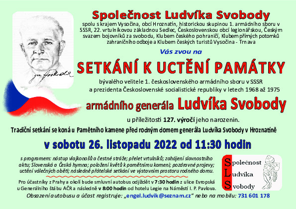 Pozvánka - setkání k uctění památky Ludvíka Svobody